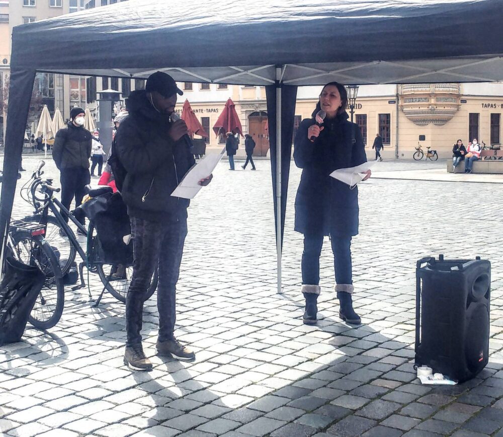 Der Freundeskreis Flüchtlingssolidarität berichtet von Aktion in Dresden
