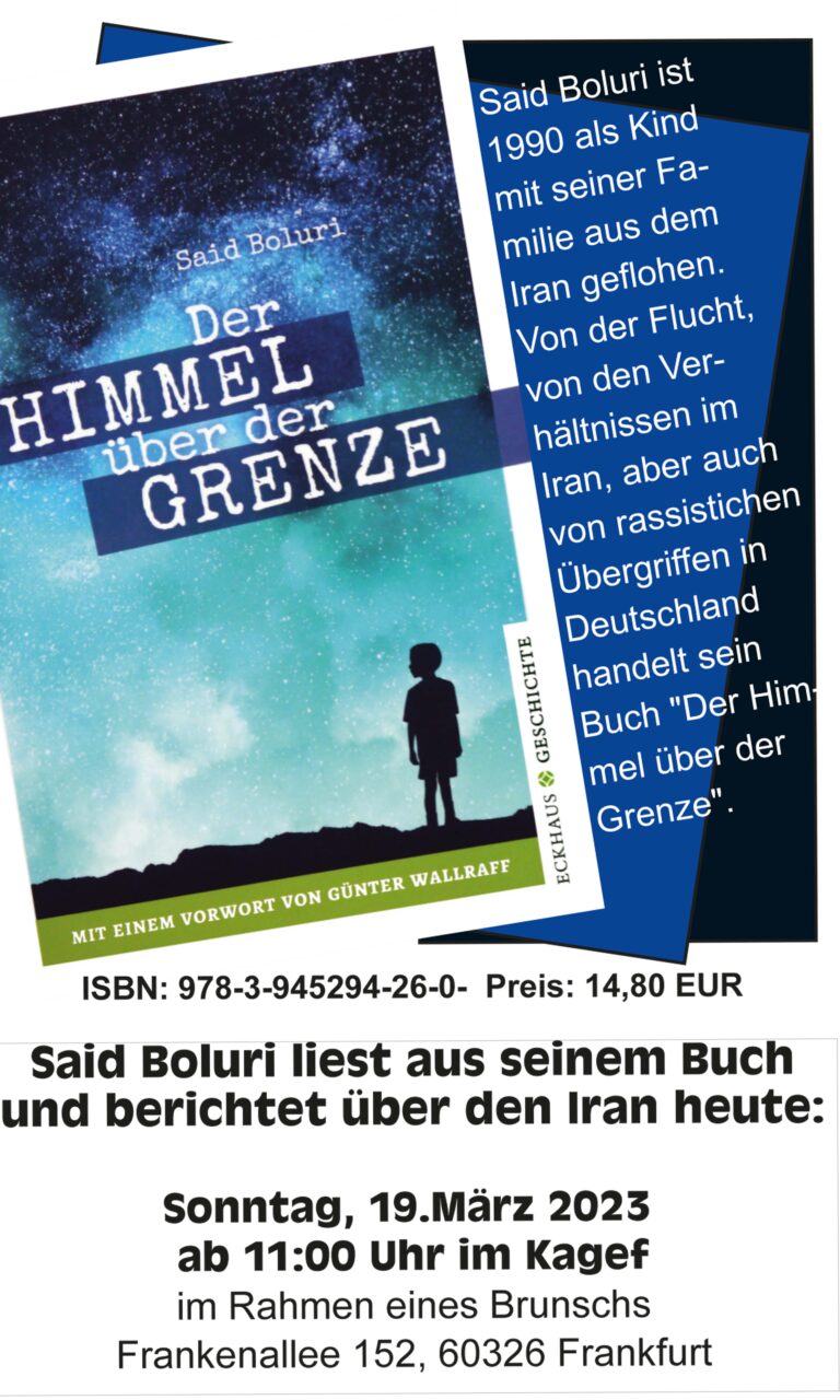 Read more about the article Eine neue Runde an Buchlesungen mit Said Boluri: „Der Himmel über der Grenze“