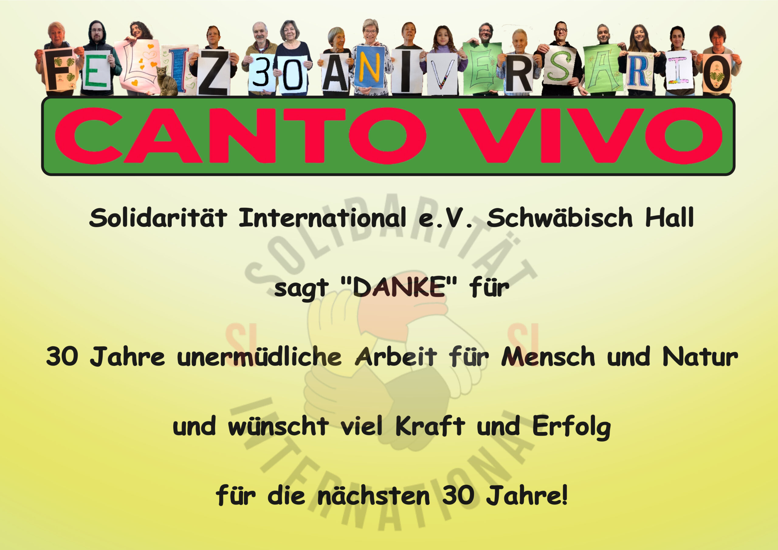 You are currently viewing 30 Jahre Canto Vivo – Gratulation von Solidarität International