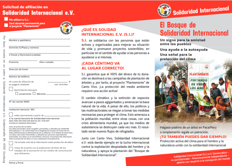 Mehr über den Artikel erfahren Flyer – El bosque de Solidaridad Internacional